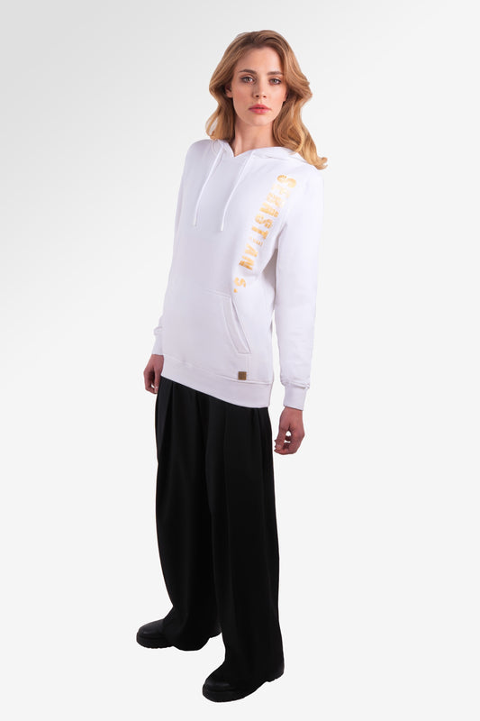 Destroyed Hoodie Women White